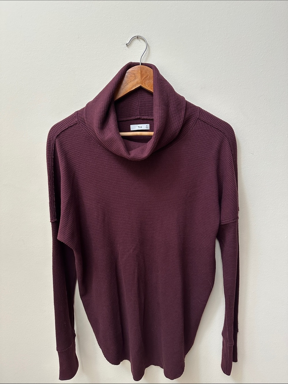 TNA Wine Cowl Neck Sweater